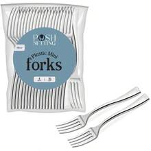 Posh Setting  Silver Plastic Mini Spoons For Desserts, Appetizers, Tasters, I Cream  4 Inch Disposable Tiny Spoons(36 Pack) - Mini Silver Forks - 36 Ct - View 2