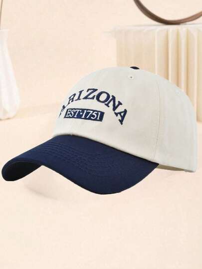 1pc Fashion Letter Embroidery Colorblock Baseball Cap