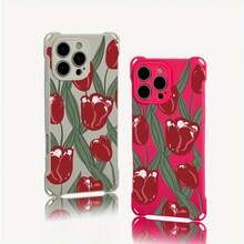 Funda para teléfono El diseño de patrón de flores rojas con cuatro esquinas para colgar la funda para teléfono S es adecuada para 15 Plus 14 Pro 16 13 12 Fundas blandas impresas de TPU - Colores mixtos 1 - Ver 2