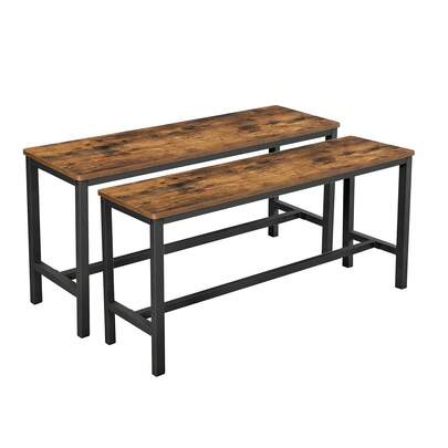 VASAGLE Bancs de Salle à Manger, Lot de 2, Siège pour Cuisine, Style Industriel, 108 x 32,5 x 50 cm, Cadre Métallique Durable, pour Cuisine, Salle à Manger, Salon, Marron Rustique