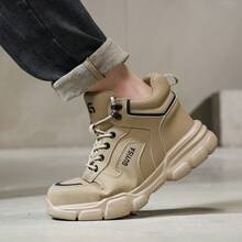 GUYISA Steel Toe Safety Boots, High Top Anti-Crush Anti-Puncture Rubber & Plastic Sole, 4 Seasons, Construction Worker Style Men's Safety Shoes - Khaki - View 4