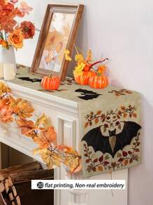 Drapeaux de table Halloween motif chauve-souris, lot de 1 pièce ou 10, pour la fête des récoltes, décoration saisonnière, style campagnard, tissu aspect lin, 33 x 91 cm, 33 x 183 cm, 33 x 274 cm, 3 tailles disponibles, décoration de fête intérieure et extérieure, thème citrouille, décoration de chambre. Idéal pour la décoration de la cuisine et des événements.