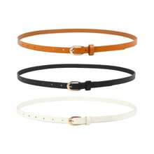 3 pezzi/1 pezzo/5 pezzi Cintura in metallo a forma di U, con fibbia sottile alla moda, in PU casual, decorazione con fibbia a perno per vestiti, maglioni, cappotti