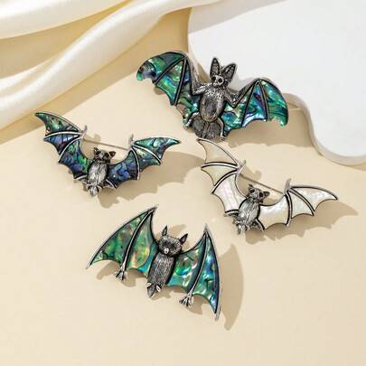Exquisite Bat Shape Natural Abalone Shells Brooch Alloy Pin For Women Party Dress Coat Coats Pins Jewelry Accessories Gifts