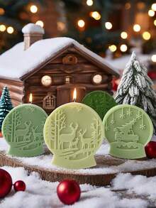 1 件圣诞球硅胶蜡烛模具 | 雪花星形印花设计蜡烛/树脂/石膏工艺品、圣诞礼物和季节性摄影道具