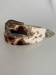 DVN Cow Print Belt, Western Buckle Leather Belt, Fashionable Versatile Fall, Autumn, Halloween Autumn-Winter Accessories,Suitable For Teens, Youth,Men,Casual, Outdoor, Athletic, Vacation, Graduation Gifts, Birthday, Daily Wear - Multicolor - View 25