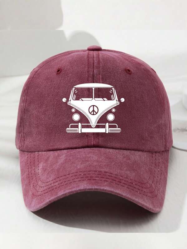 1pc Unisex Vintage Washed Baseball Cap, Classic Car Design Truck Driver Hat, Polyester Material, Adjustable Size Dad Hat, Handwashable, Suitable For Spring/Summer Sports And Outdoor Activities - Streetwear Baseball Cap