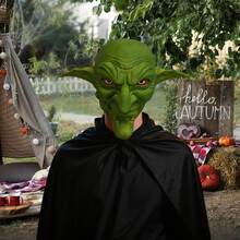 Halloween Headwear Green Monster Face Covering Realistic Facewear Cosplay Costume Accessories For Adults - Green - View 4