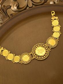 1pc Vintage Gold Coin Bracelet Bohemian Copper Jewelry Suitable For Women's Daily Holiday Dates Wear