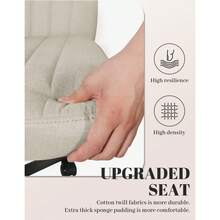 Criss Cross Chair, Extra Wide Armless Rolling Office Desk Chair With Wheels, Plus Size Viral Vanity Legged Chair, Bedroom Beige - 米色 - 查看 3