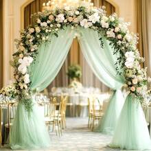1 块婚礼窗帘布，1 块 28 英寸 x 19 英寸浅绿色婚礼拱门窗帘雪纺背景窗帘婚礼拱门窗帘布婚宴天花板装饰