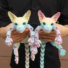 1 件 50 厘米/19.69 英寸 3D 打印巨型狮身人面像猫雕像，无毛猫家居装饰，逼真的仿真眼睛，全身可活动关节，彩虹系列猫装饰，节日装饰礼物，圣诞节，万圣节装饰，猫爱好者的完美礼物 - 彩色 - 查看 8