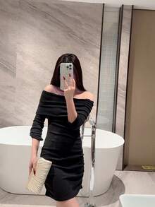 时尚优雅迷你翻盖褶皱方形斜挎包，带链条 - 杏色 - 查看 10