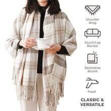 Summer Plaid Throw Blanket For Couch, Farmhouse Checkered Decor Throw, Lightweight Beige Throw Blankets For Bed Sofa,Living Room, 50"X60" - 米色&白色 - 查看 4