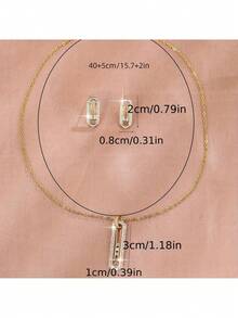 Set de 3 piezas de joyas: aretes y collar, joyería de boda versátil y de moda como regalo para mujeres - conjunto de collar y aretes - Ver 5