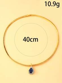 1 peça colar com pingente de cristal azul em forma de lágrima, design exclusivo e elegante, gargantilha para mulheres
