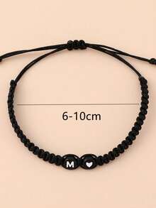 1 件 26 个字母情侣手链，适合女士少女可调节 A-Z 字母编织手镯，毕业生日礼物珠宝情人节 - 字母情侶手鍊 - 查看 3