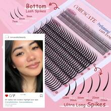 CORUSCATE Lash Clusters With Spikes Ultra Long 12-22mm Lash Spikes-9mm Bottom Lashes Supply Cluster Eyelash Extensions Pros Multi-Eye Lash Styles Eyelashes Manga/Spiky/Mega Look - 睫毛尖和睫毛根 - 查看 12