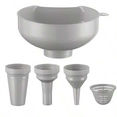 Wide Mouth Funnels For Kitchen Use, Versatile  Funnels For Filling Bottles, Plastic Cooking Funnel Set With Strainer, Large Long Neck Funnel For Canning, Mason Jar, Shampoo, Liquids