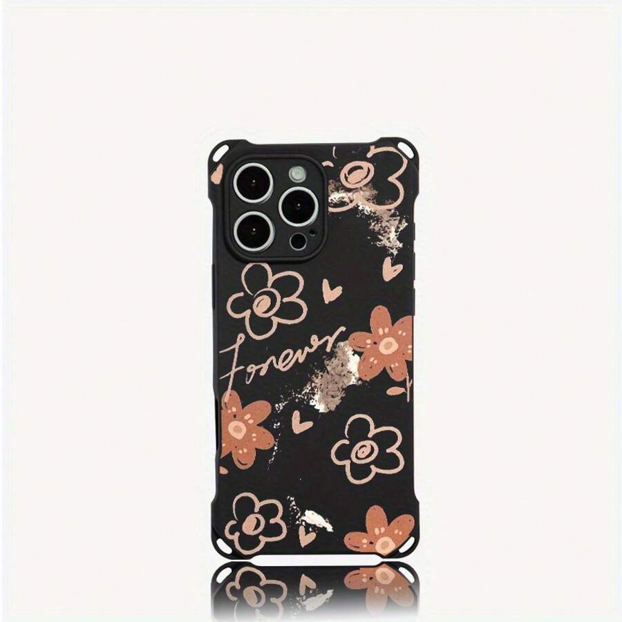 Funda para teléfono con diseño de flor naranja, funda colgante para teléfono con cuatro esquinas, 16 Plus, 14, 15 Pro, 13, 12, TPU, 1 unidad - Colores mixtos 2 - Ver 1