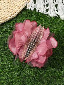 1pc 12cm Elegant Artificial Oversized Flower Hair Claw Hair Accessories Flower Hair Clips, School Stuff, College - Multicolor - View 5