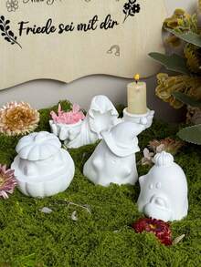 1 PIEZA Molde de silicona de calabaza y fantasma DIY, molde creativo para velas de aromaterapia de Halloween, decoración y ornamento del hogar, molde de artesanía para manualidades, molde de fundición de resina epoxi - Blanco - Ver 3