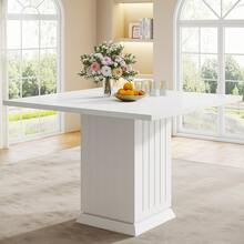 Tribesigns 90cm White Square Dining Table With 2 Placemats – Sturdy Pedestal Base For Dining Room, Living Room, And Kitchen - White - View 7