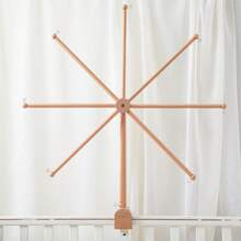 婴儿房装饰和储物床上用品配件，拱形天篷框架适用于各种婴儿床，易于组装的可调节悬挂架 - 原木色 - 查看 3