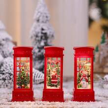 LED Illuminated Christmas Telephone Booth Ornament, Resin Indoor Snowman Christmas Tree Decor, Christmas Party Decoration, Xmas Lighting Up Toys And Gifts,Christmas - Multicolor - View 5