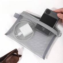 1/3 件透明网眼化妆包，拉链设计 - 透明透视，轻巧，多功能收纳袋，可收纳化妆品、数据线、钥匙、梳子、口红、大容量零钱包、化妆配件 | 收纳必需品，方便携带 - 彩色 - 查看 6