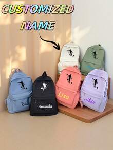 定制背包，印上您的名字或节日祝福语。打造您专属的个性化背包。这款全新返校背包采用尼龙拉链设计，休闲纯色，简约百搭。您可以印上您的名字、首字母、幸运数字等等。 - 人影足球 - 查看 2