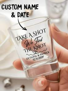 1/2pcs Custom Wedding Shot Glasses, Custom Tumbler Glass, Custom 45mL Glasses, Custom Glassware, Personalized Shot Glasses, Custom Gift, Personalized Glassware, Personalized Tumbler, Unique Wedding Favors For Guests, Bulk Wedding Party, Take A Shot We Tied The Knot, Gift For Wedding, Ideal For Anniversaries, Wedding