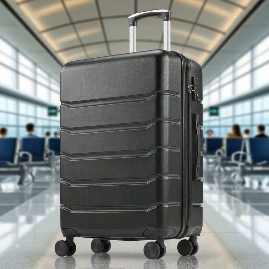 Vali 20 inch, Vali cứng có thể mở rộng với bánh xe xoay, Vali vỏ cứng ABS bền chắc, nhẹ, có khóa TSA, Vali kéo, Vali xoay, Vali du lịch, Vali vỏ cứng, Vali hành lý xách tay có bánh xe, Đồ dùng du lịch thiết yếu cho nam, nữ, đi nghỉ mát, đi công tác, dung tích lớn, đồ dùng du lịch thiết yếu, phụ kiện du lịch, hộp đựng đồ du lịch, đồ dùng du lịch - màu đen - Xem 1