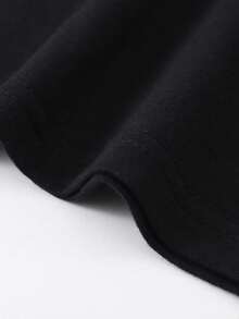 [Camiseta de Patrón Geométrico] 1pc Camiseta Gráfica de Algodón Cómoda - Unisex para Turno Nocturno Cuello Redondo Tejido Elástico para Deportes, Correr, Actividades al Aire Libre - Todas las Estaciones - Negro - Ver 5