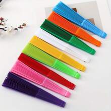 Kipas Tangan Lipat Warna Polos, Kipas Fashion Wanita Serbaguna, Kipas Lipat Multiguna untuk Menari, Pernikahan, Pesta, Pengantin, Musim Panas - Hot Pink - View 3