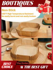 100 قطعة ورق خبز لقلاية الهواء، بطانات للقلي بالهواء، ورق زبدة لقلاية الهواء، بطانات قابلة للتخلص منها لقلاية الهواء، ورق لقلاية الهواء، صينية خبز مربعة ودائرية 8 و 6.3 بوصة، مناسبة للميكروويف والفرن والشوي والخبز