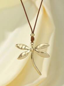 1pc European And American Fashion Simple Style Creative Geometric Hollow Out Large Teardrop/Heart/Heart Couple Double Layer Round Shape Pendant Handmade Metal Wire Drawing Effect Adjustable Long Necklace Suitable For Women Daily Wear