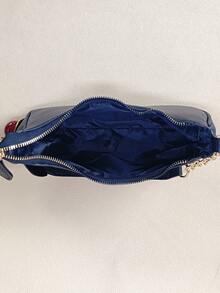 1 件黑色 Wild Letter 卵石纹 PU 皮革单肩包 - 夏季斜挎新月包，带樱桃吊坠，纯色腋下钱包，适合购物、海滩和学校