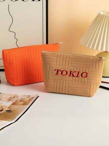 Personalized Embroidered Name Cosmetic Bags, Sanitary Napkin Storage Bags, Travel Cosmetic Bags, Personalized Storage Bags, Multi-Functional, Decorative, Lettered, Solid Color, Exquisite, Stylish, Retro, Modern, Colorful, Casual, Basic Style, Soft, Unique, Customizable, Personalized, Customized, Suitable For Her, Girlfriend, She, Grandparents, Family, Boyfriend, Friend, Ideal Gifts For Mother's Day - 彩色 - 查看 7