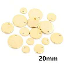 30 件 6-25 毫米圆形吊饰不锈钢镀金圆形单孔吊饰 DIY 项链吊坠珠宝配件 - round charms - 查看 24