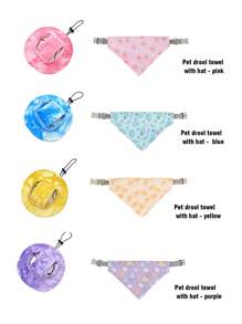 Tie Dye Dog Hat Strap, Round Ear Hole Brim, Dog, Puppy, Cat Sun Hat, Bucket Hat, Outdoor Sun Protection Pet Hat, Suitable For Small And Medium-Sized Cats, Dogs, And Kittens