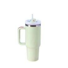 Tasse isotherme de 40 oz (1200 ml) avec poignée, bouteille d'eau sous vide, tasse à eau thermique avec couvercle, paille, en acier inoxydable pour boissons chaudes et froides, tasse à café portable grande taille pour café chaud et froid