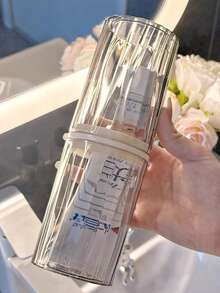 1件透明便携式浴室漱口杯，多功能牙刷、牙膏、梳子、口红、剃须刀收纳盒，高端防尘浴室储物罐，户外旅行洗漱用品收纳盒，校园宿舍刷牙工具收纳盒 - 彩色 - 查看 10