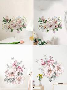 1 Stück schöne Aquarellblumen und -blätter Wandaufkleber - moderne Heimdekoration für Wohnzimmer, Schlafzimmer, Küche, Büro und Eingangsbereich - Material PVC, Vinyl-Aufkleber für Heimdekoration, Dekorationsartikel um Ihr Zuhause aufzufrischen