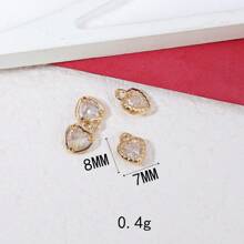 1 pieza/4 piezas/6 piezas Colgante con borde en forma de corazón y circonita, Colgante con dije colorido para pulsera DIY, collar, decoración de joyería
