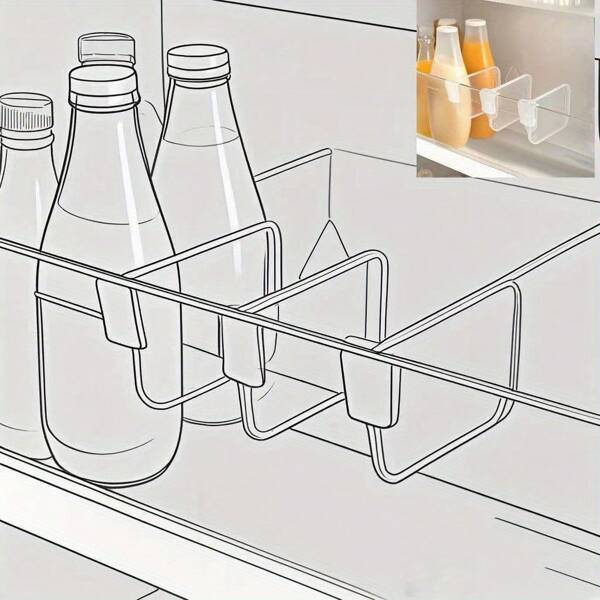 10pcs Refrigerator Organizers - Customizable Kitchen Storage Space Management, Durable Transparent Fridge Side Door Shelf Dividers