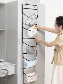 1 cái/2 cái Giá treo đồ trên cửa cho tủ quần áo có 5 túi, Giá treo đồ 10 túi, Giá treo đồ để đồ trong tủ quần áo, Giá treo đồ cho phòng ngủ, phòng tắm, nhà bếp, đồ trang điểm, đồ chơi, đồ lặt vặt - Xám - Xem 3