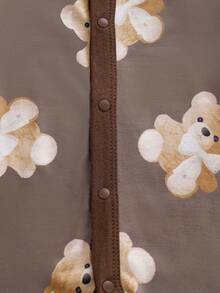 婴儿男女通用卡通泰迪熊印花长袖连体衣