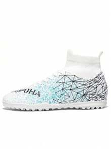 Men's Soccer Shoes For Indoor Five-A-Side, Comfortable, Non Slip, Breathable, High Top Training Shoes, TF Nail Breaking, Suitable For Artificial Grass/Lawn/Turf, Suitable For Both Men And Women