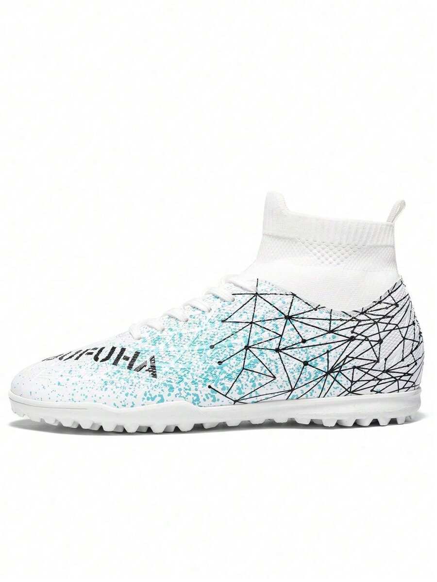 Men's Soccer Shoes For Indoor Five-A-Side, Comfortable, Non Slip, Breathable, High Top Training Shoes, TF Nail Breaking, Suitable For Artificial Grass/Lawn/Turf, Suitable For Both Men And Women